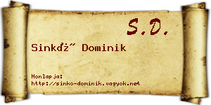 Sinkó Dominik névjegykártya